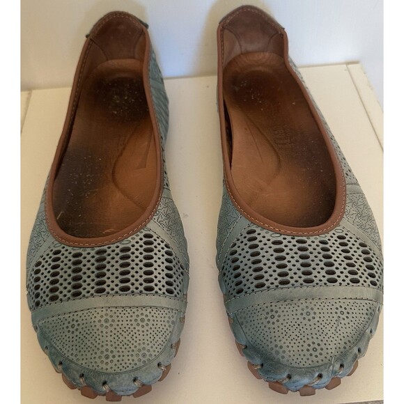 Spring Step Teal Patchwork Leather Flats EU 41 US 10 Comfort Shoes - Picture 2 of 8